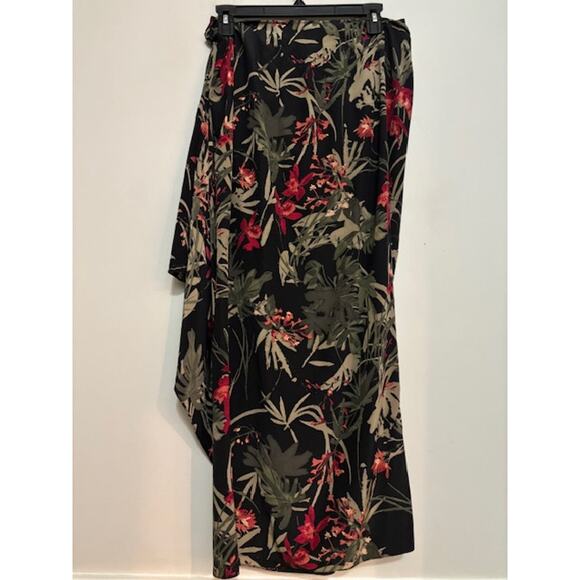 Coldwater Creek Wrap Maxi Skirt Small Floral Print 100% Silk Tropical Cruise - Picture 3 of 8